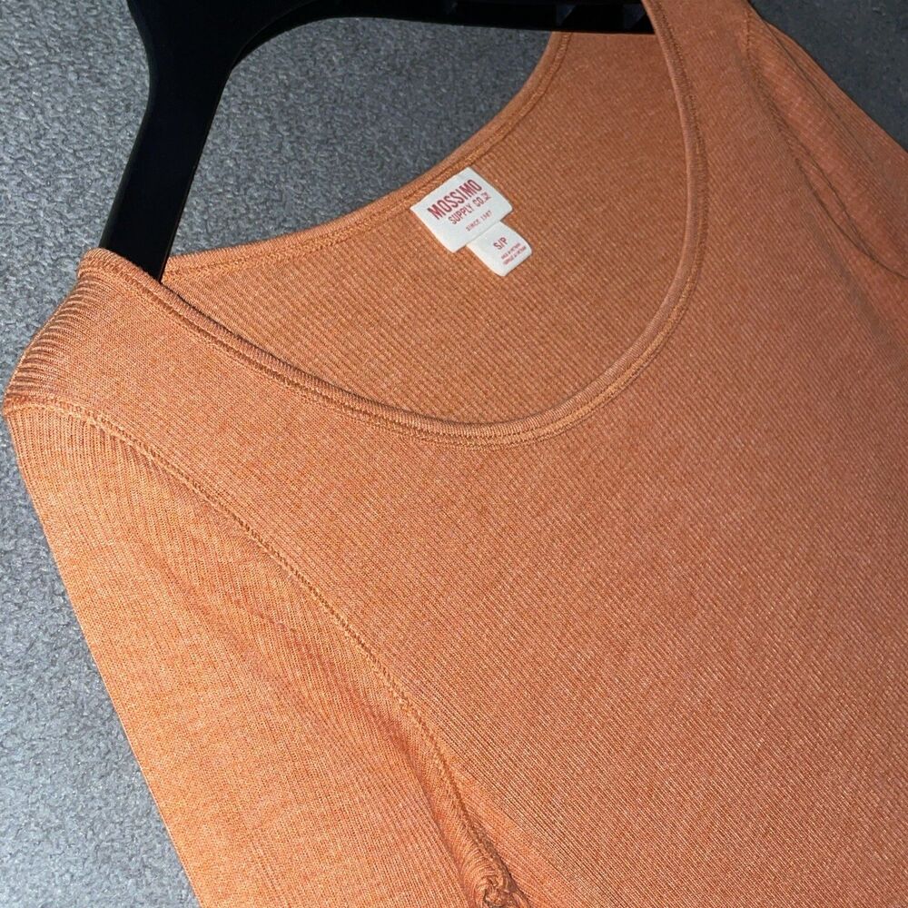 Mossimo Supply Co Ribbed Long Sleeve Scoop Neck Knit Top Size S Small Orange - Picture 7 of 10